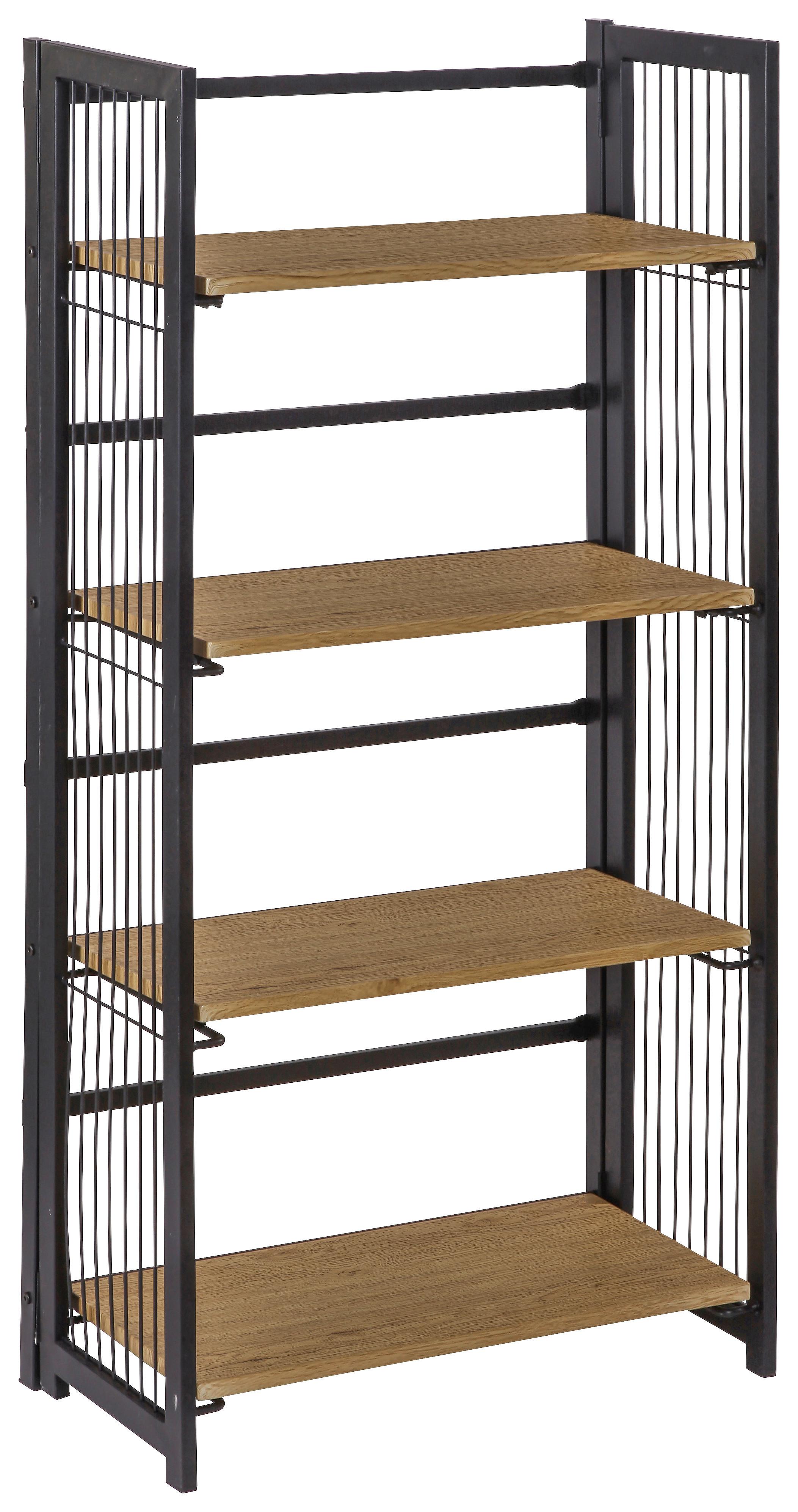 Regál Klapp - farby dubu/čierna, Moderný, kov/kompozitné drevo (60/124,5/30cm)