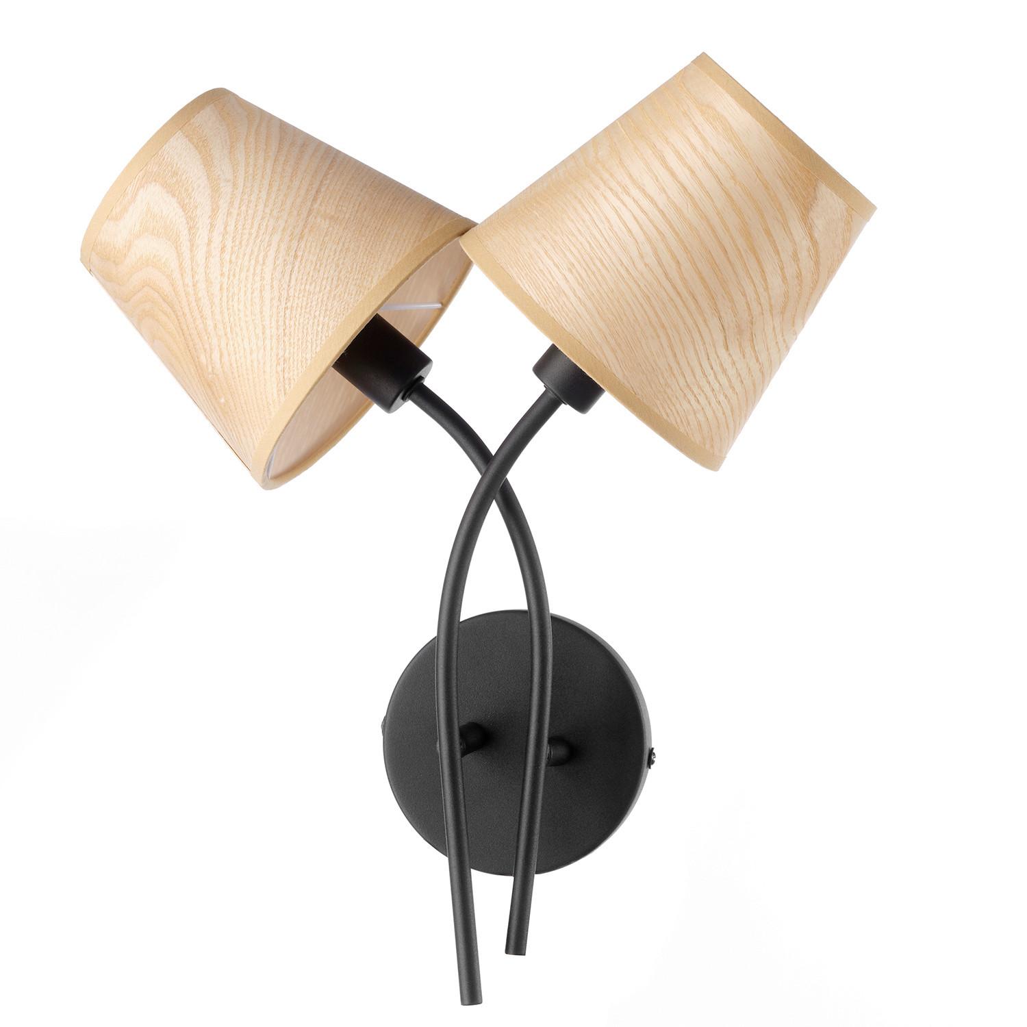 Wandleuchte 5067/Ap2 - Eichefarben/Schwarz, KONVENTIONELL, Textil/Metall (39/20cm)