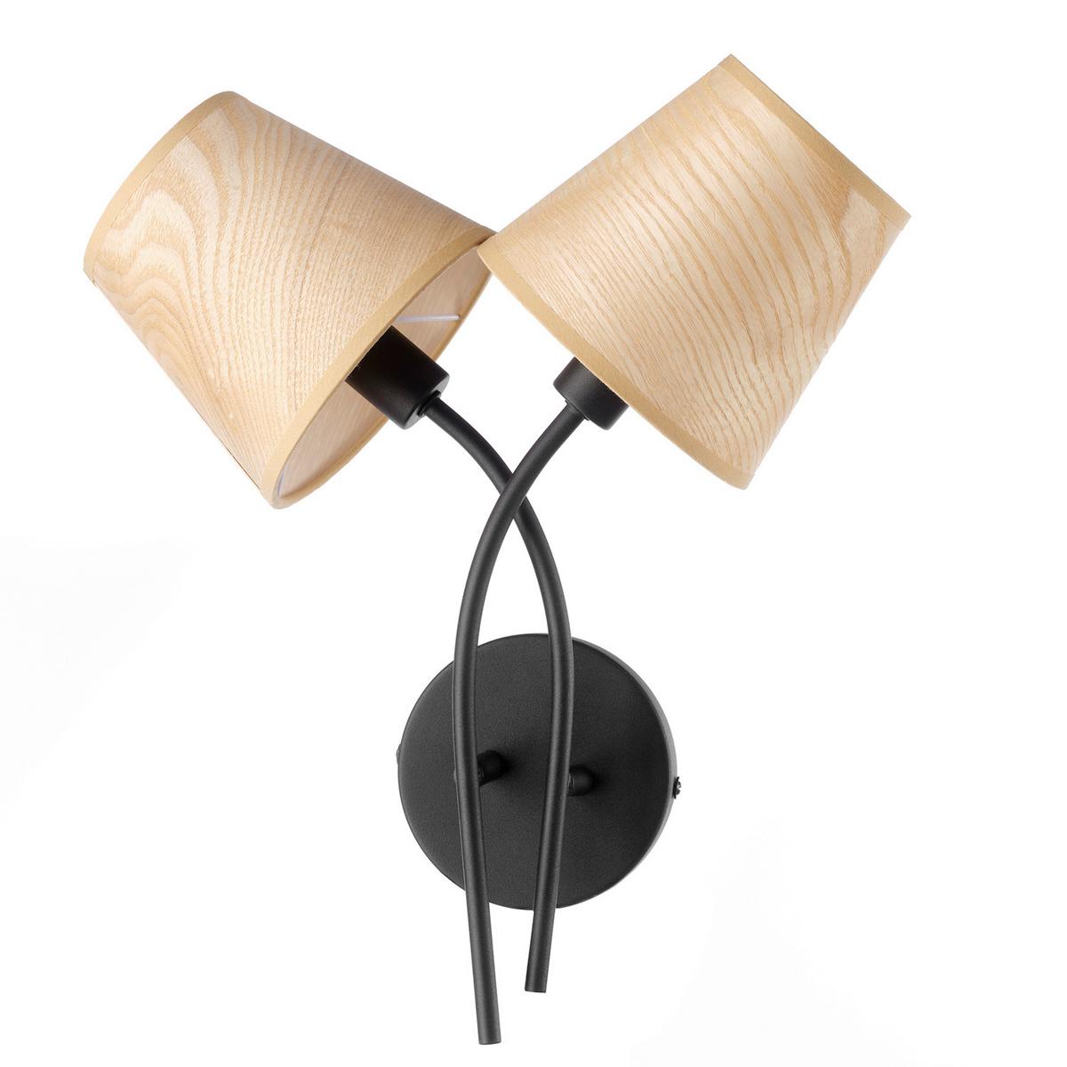 Wandleuchte 5067/ap2 - Eichefarben/Schwarz, KONVENTIONELL, Textil/Metall (39/20cm)