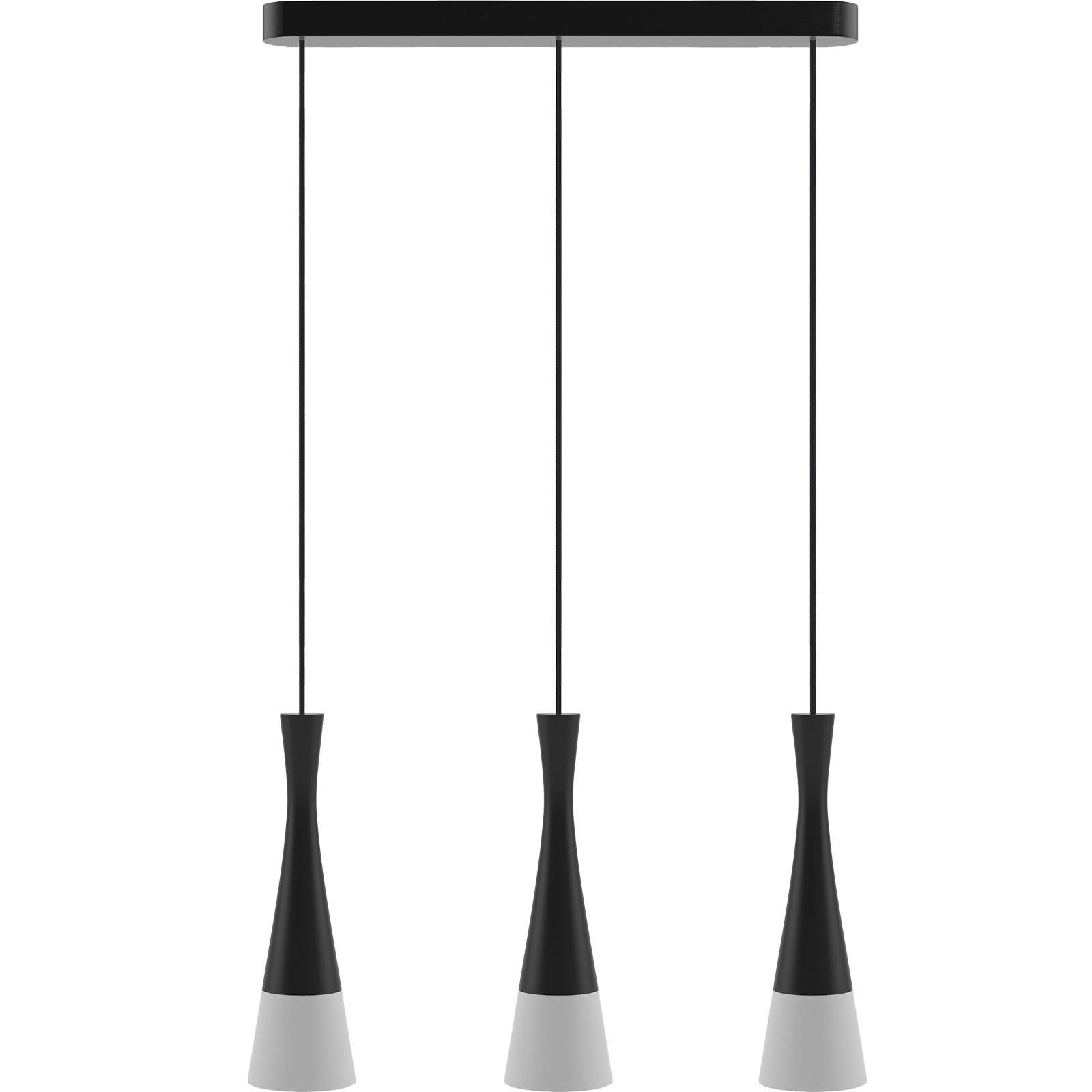 Hängeleuchte 8511339 Vegas2, 3-Fl, Schwarz - Schwarz/Weiß, Design, Holz/Textil (75/150cm)
