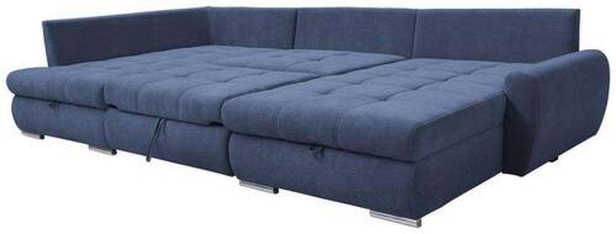 Ecksofa Canion - Chromfarben/Dunkelblau, Design, Textil (173/322/174cm) - Livetastic