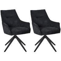 Armlehnstuhl Yuki Schwarz Gepolstert - Schwarz, LIFESTYLE, Textil/Metall (61/87/65cm) - MID.YOU