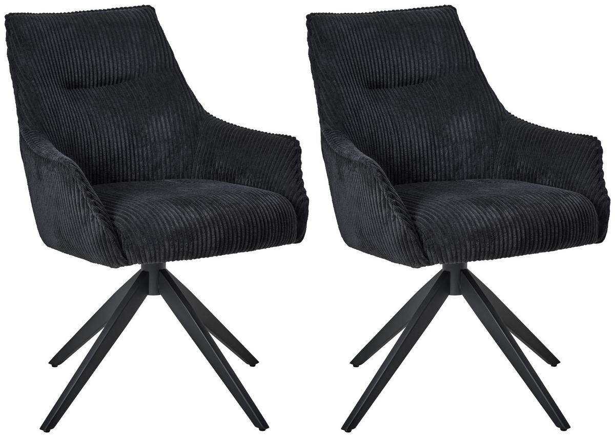 Armlehnstuhl Yuki Schwarz Gepolstert - Schwarz, LIFESTYLE, Textil/Metall (61/87/65cm) - MID.YOU