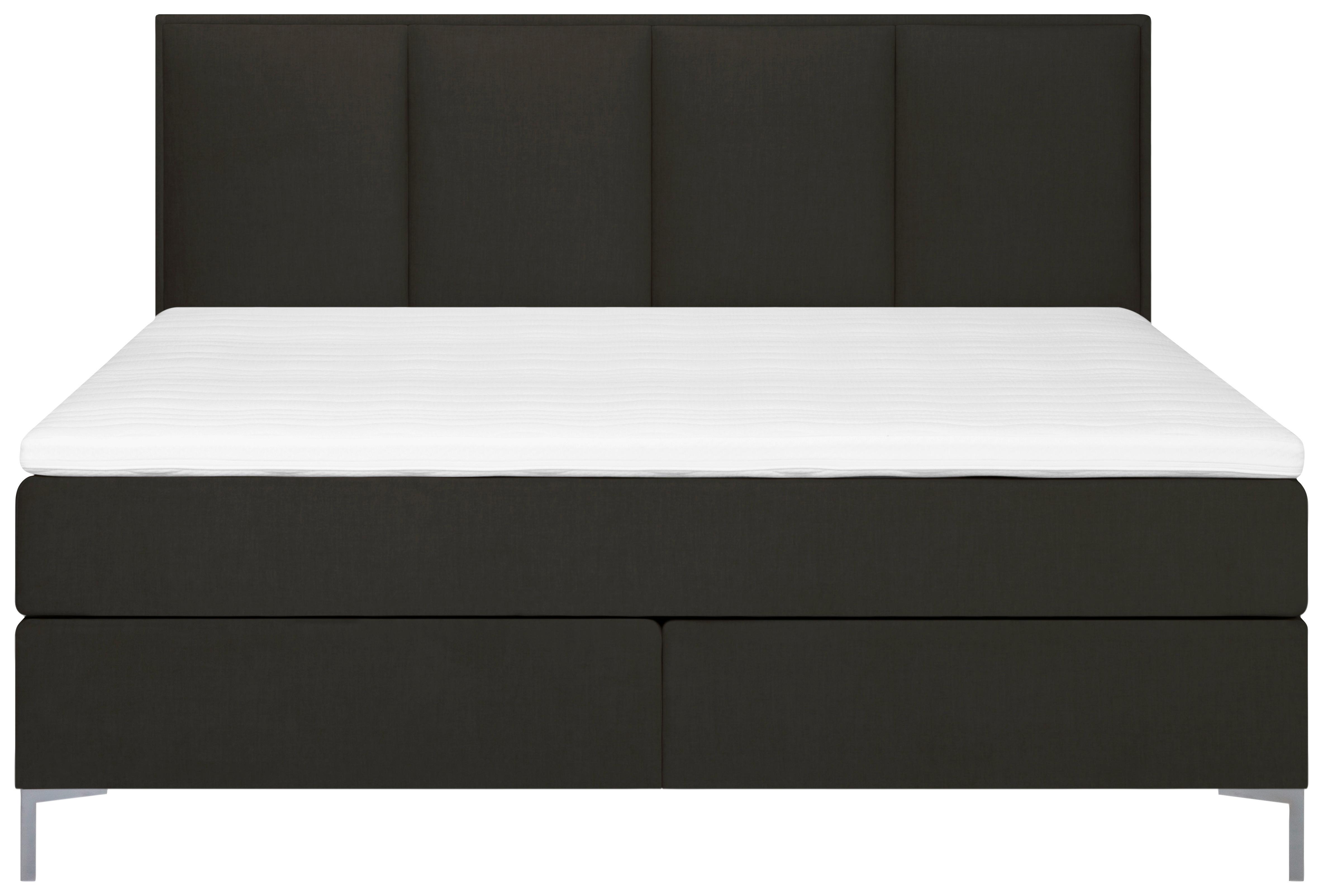 Boxspringbett Graz Anthrazit 160x200 cm inkl. Topper - Anthrazit/Alufarben, MODERN, Textil (160/200cm) - MID.YOU