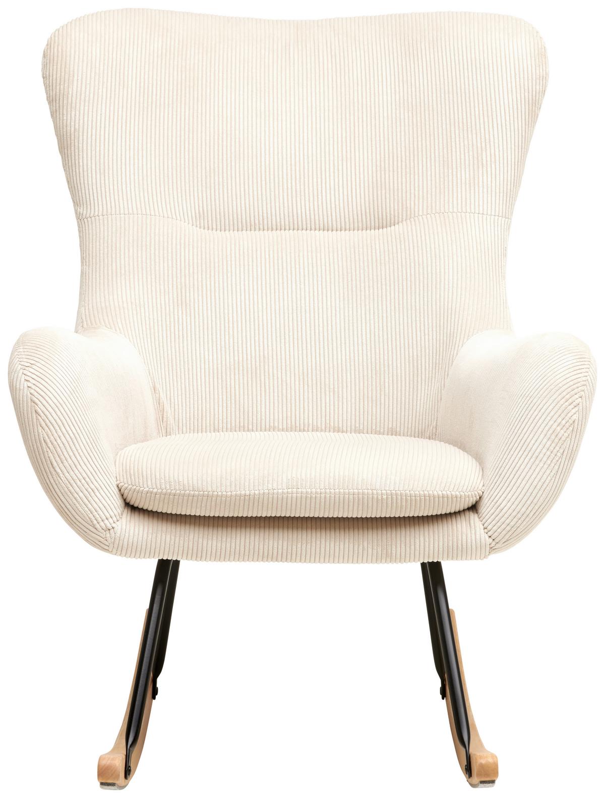Schaukelsessel Rocking Scandi - Creme/Schwarz, MODERN, Textil/Metall (75/102/80cm) - MID.YOU