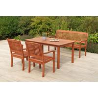 Gartentischgruppe Maracaibo 3 tlg. Naturfarben - Eukalyptusholzfarben, KONVENTIONELL, Holz - Gardenson