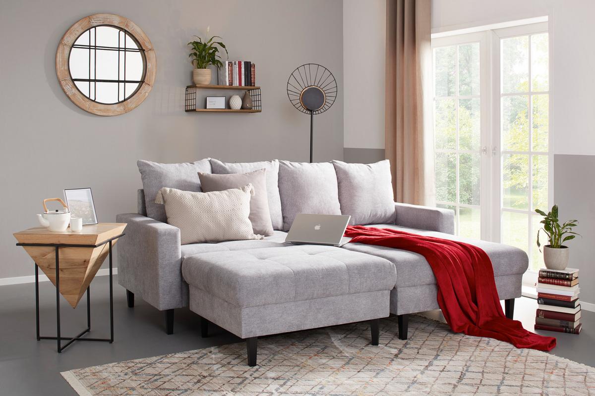 Taburet BOSTON, šedá, max. 100 kg - šedá/černá, Konvenční, dřevo/textil (93/46/75cm) - Based