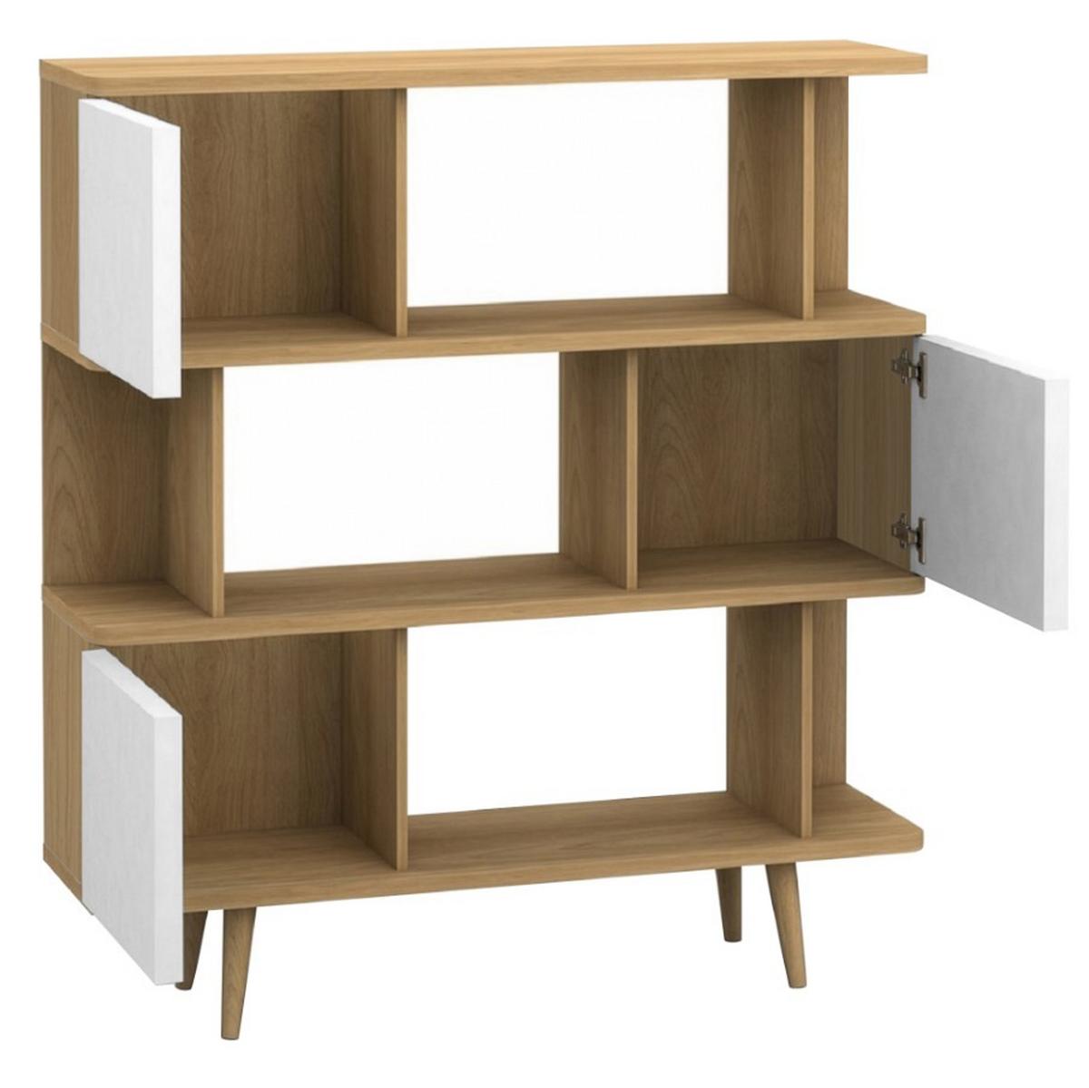 Regal Alandra Weiß/Eichefarben 120 cm - Eichefarben/Weiß, Basics, Holzwerkstoff (120/130/33cm) - MID.YOU