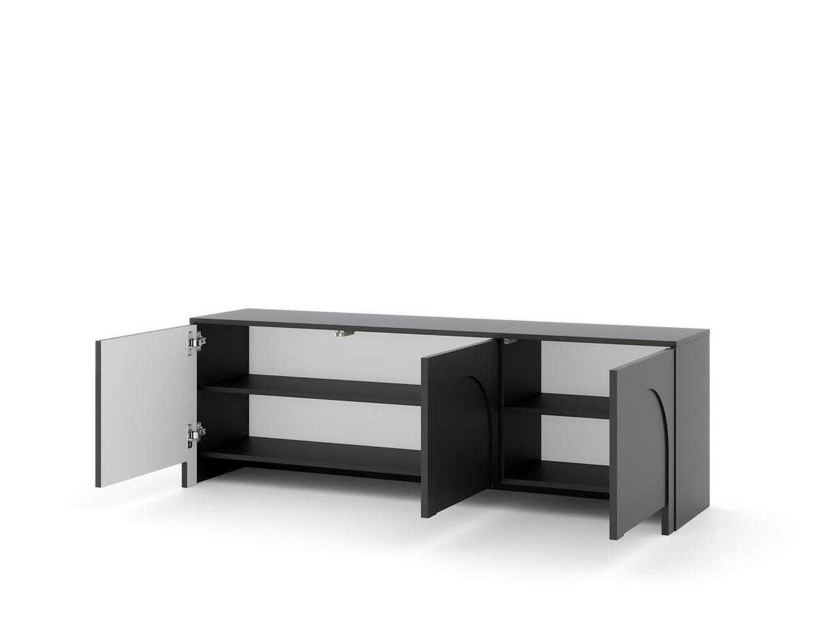 Čierna komoda, bezúchytkové otváranie, š: 150 cm - čierna, Design, kompozitné drevo (150/49/35cm)