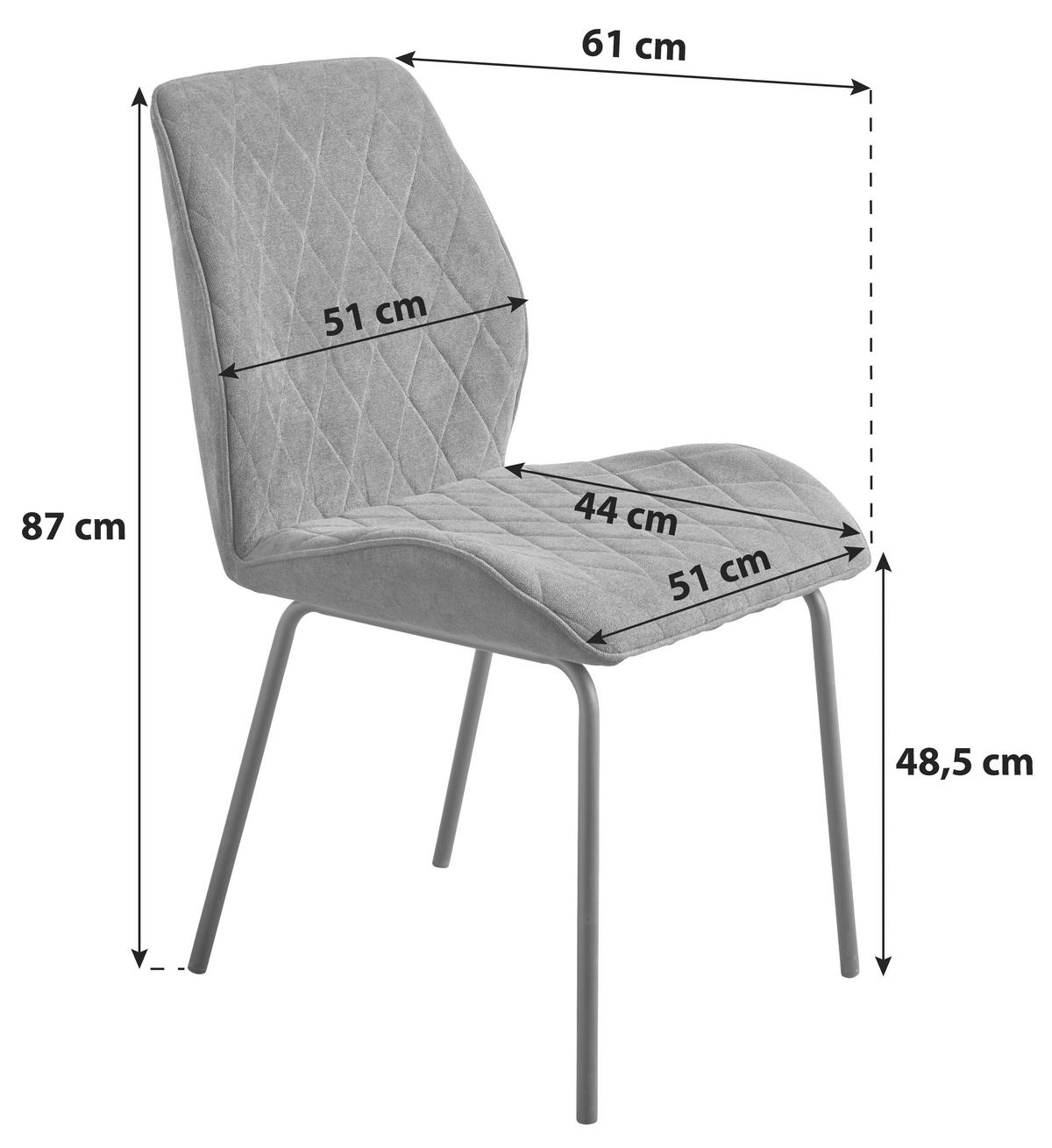 Négylábú Szék Hilde Am Lz 06 - fekete/sötétszürke, Konventionell, textil/fa (51/87/61cm)