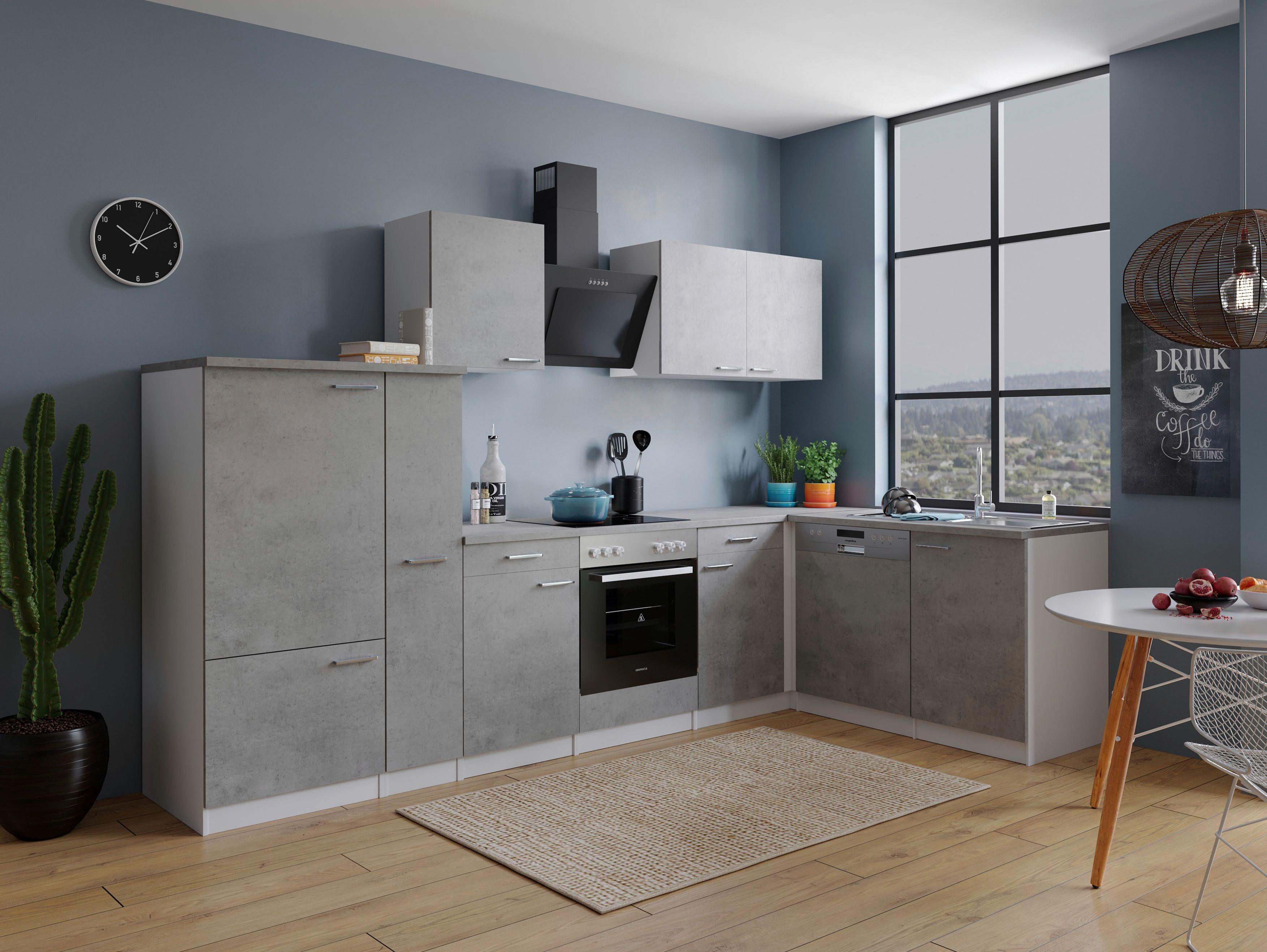 Eckküche Malia 310x172 cm Grau, mit Geräte - Weiß/Grau, Basics, Holzwerkstoff (310/172cm) - Respekta