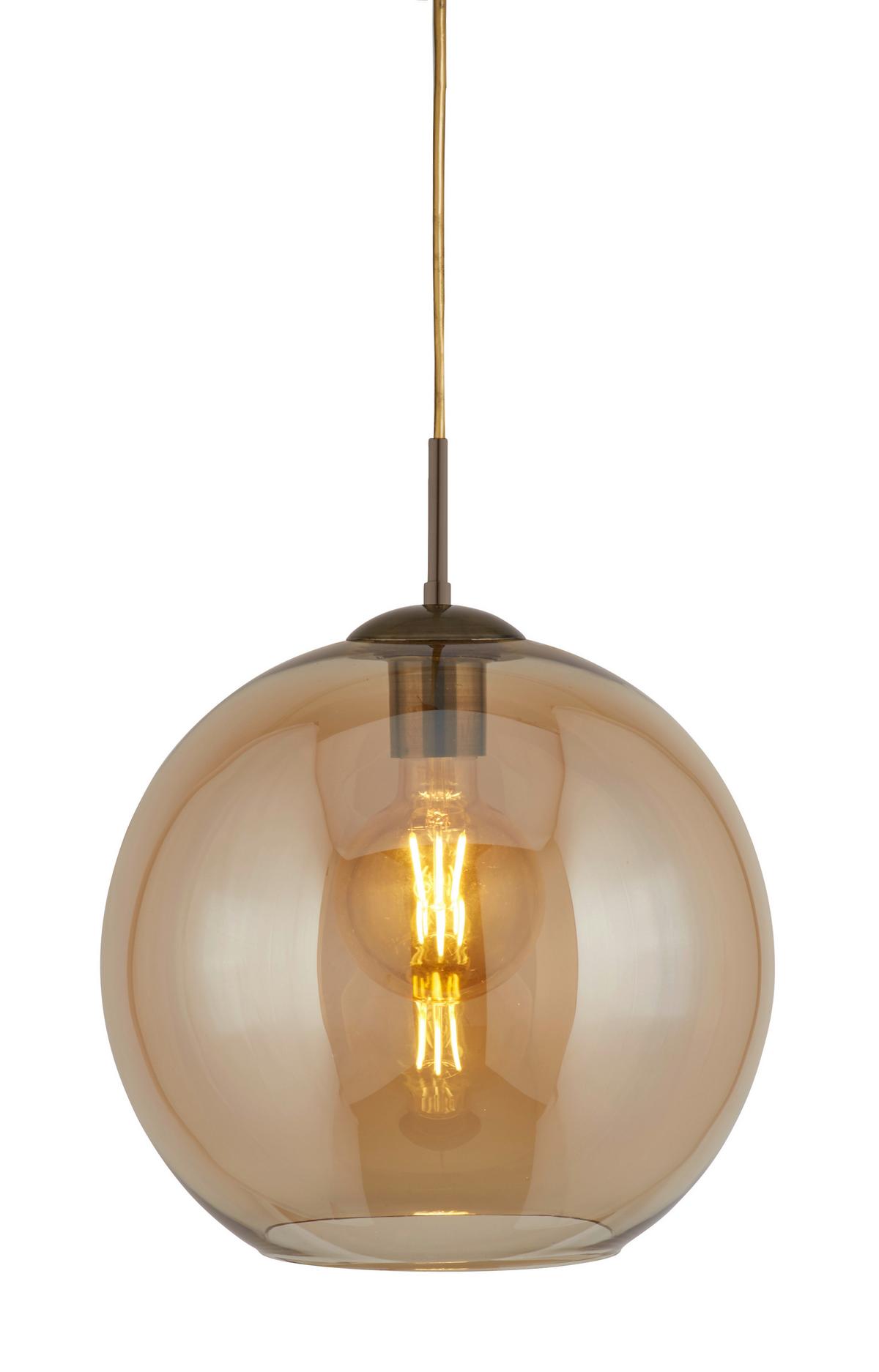 Hängeleuchte Balls 1632am - Bernsteinfarben/Kupferfarben, Design, Glas/Metall (30/120cm)