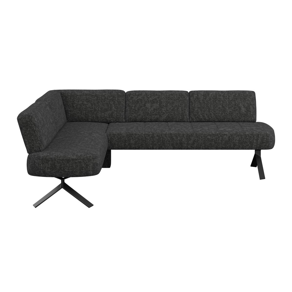 Eckbank dunkelgrau/Metallbeine Ulmo, S:176x248cm - Dunkelgrau/Schwarz, MODERN, Textil/Metall (176/248cm)