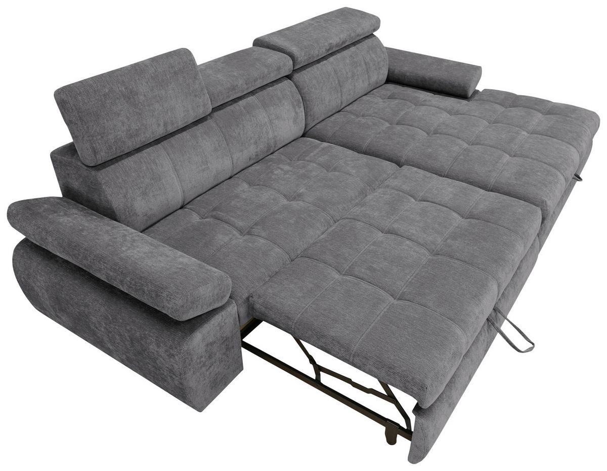 Rohová sedačka VEGAS, pravá, tmavosivá ženilka - čierna/tmavosivá, Design, drevo/textil (294/173cm)