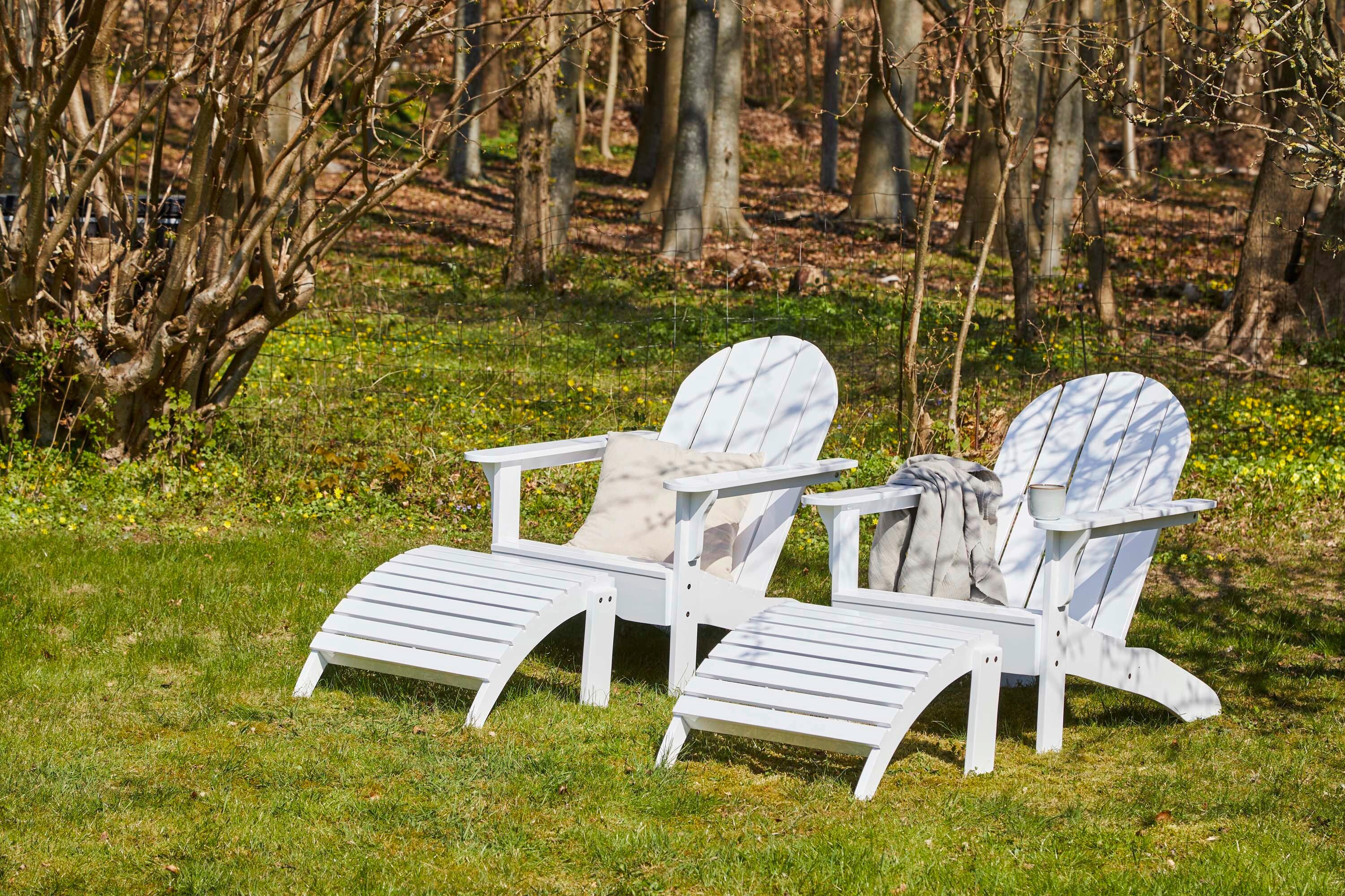 Gartenliege Adirondak, Weiß 105x88x80 cm - Weiß Hochglanz, Natur, Holz (105/88/80cm) - Gardenson