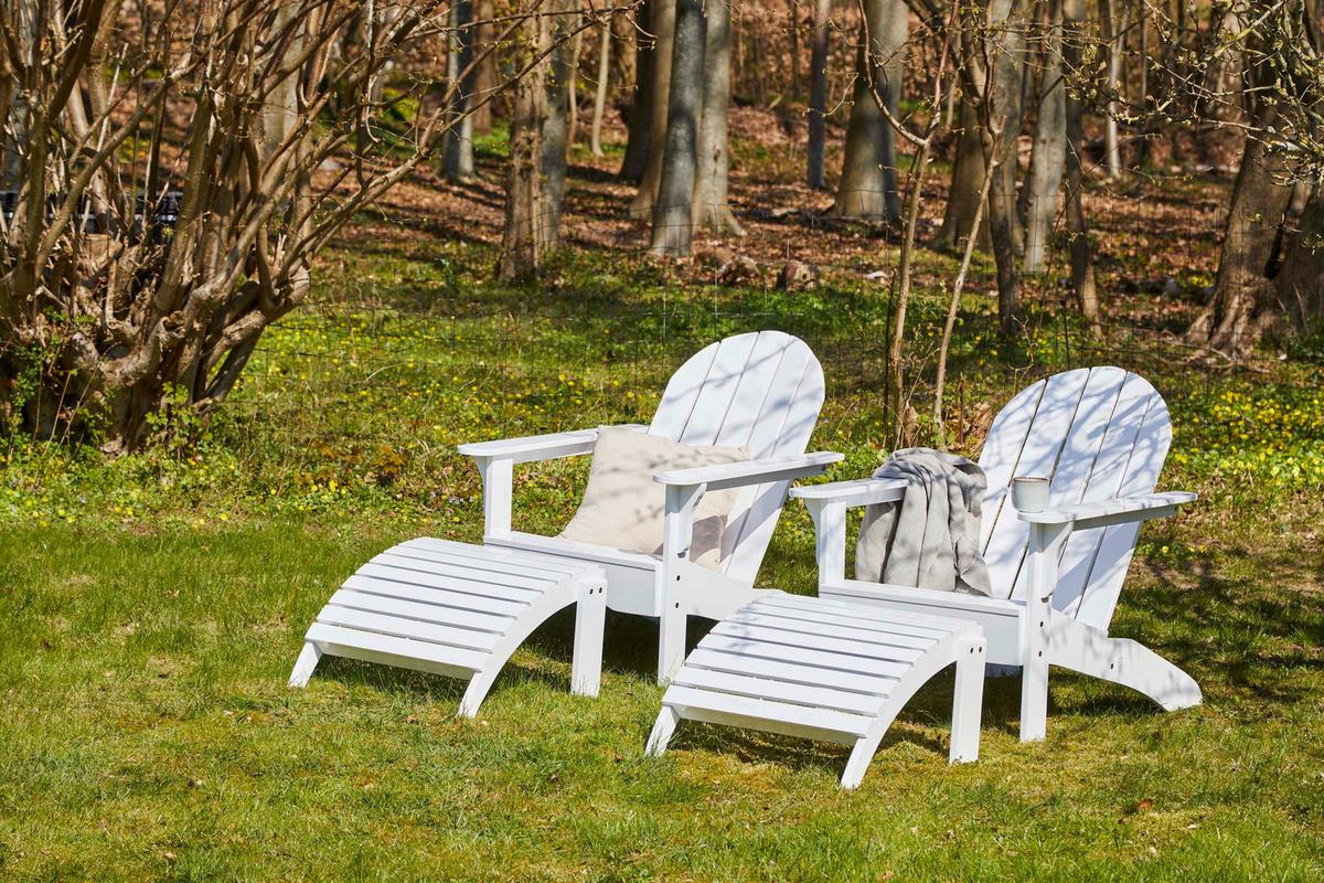 Gartenliege Adirondak, Weiß 105x88x80 cm - Weiß Hochglanz, Natur, Holz (105/88/80cm) - Gardenson