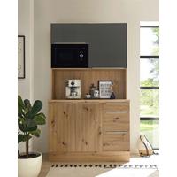 Miniküche Mit Mikrowelle 120 Cm Grau/eiche Dekor - Anthrazit/Eiche Artisan, LIFESTYLE, Holzwerkstoff (120/211/60cm) - Respekta