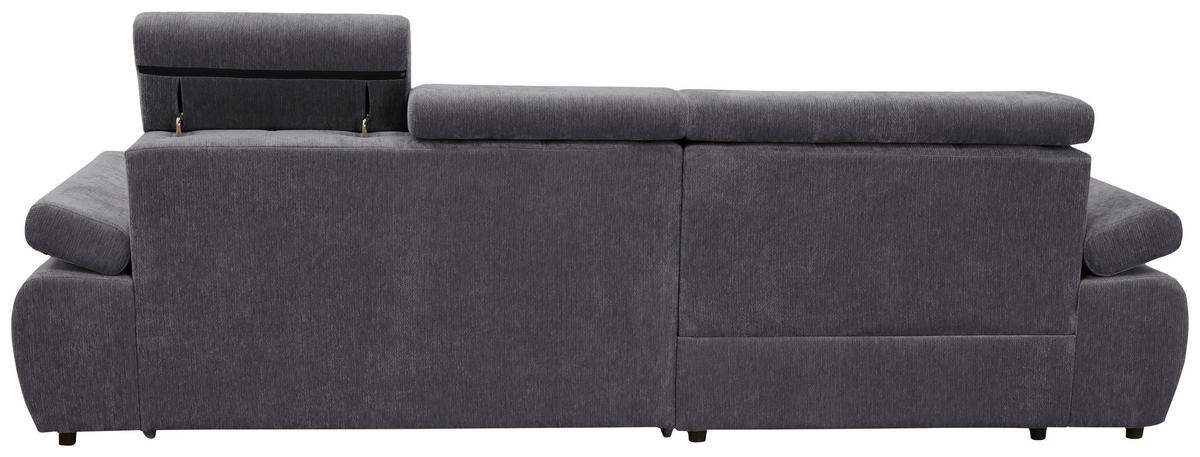 Rohová sedačka VEGAS, ľavá, tmavosivá ženilka - čierna/tmavosivá, Design, drevo/textil (173/294cm)