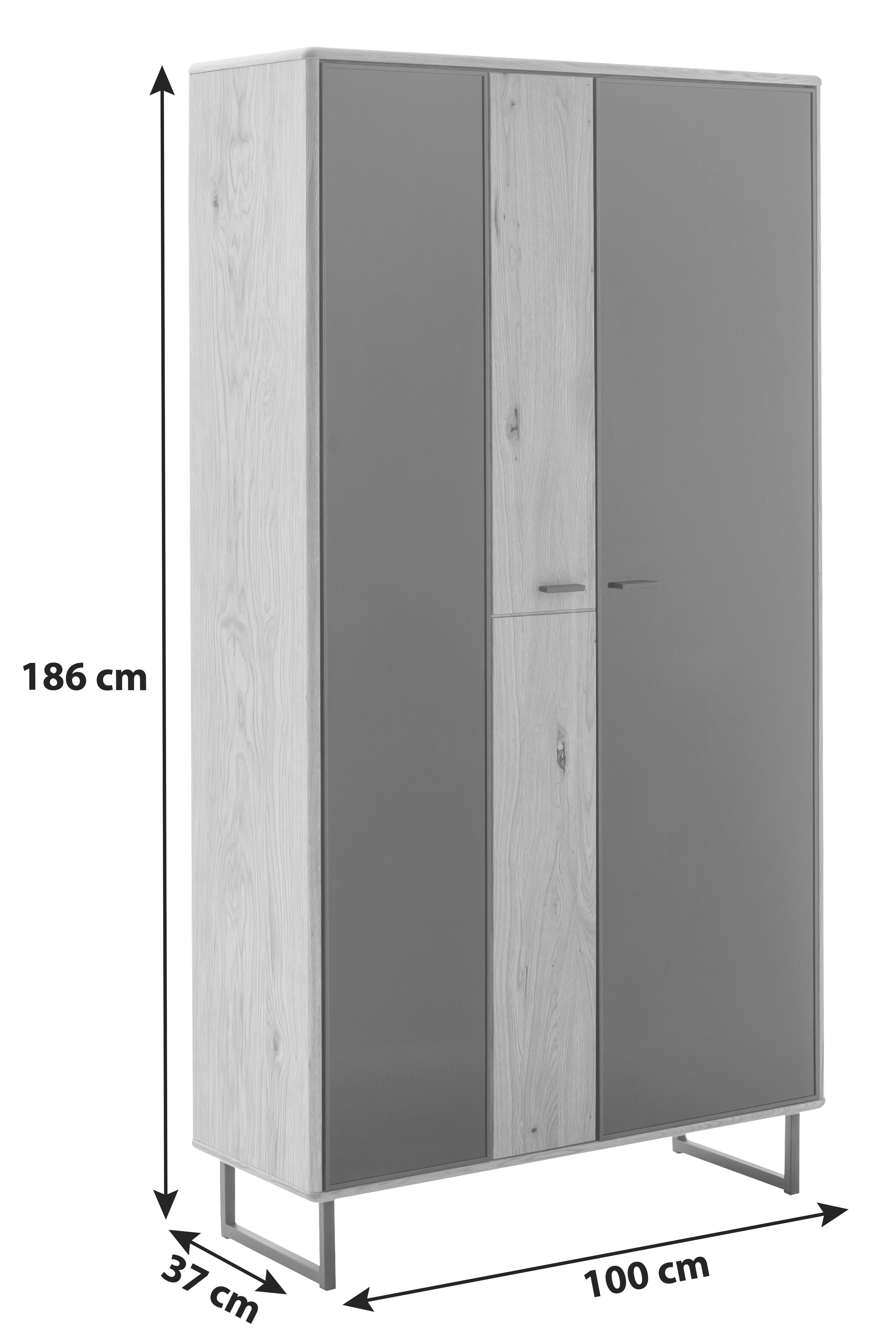 Vitrine Arezzo Wildeiche/Anthrazit B: 100 cm - Wildeiche/Anthrazit, Design, Glas/Holz (100/186/37cm) - MID.YOU