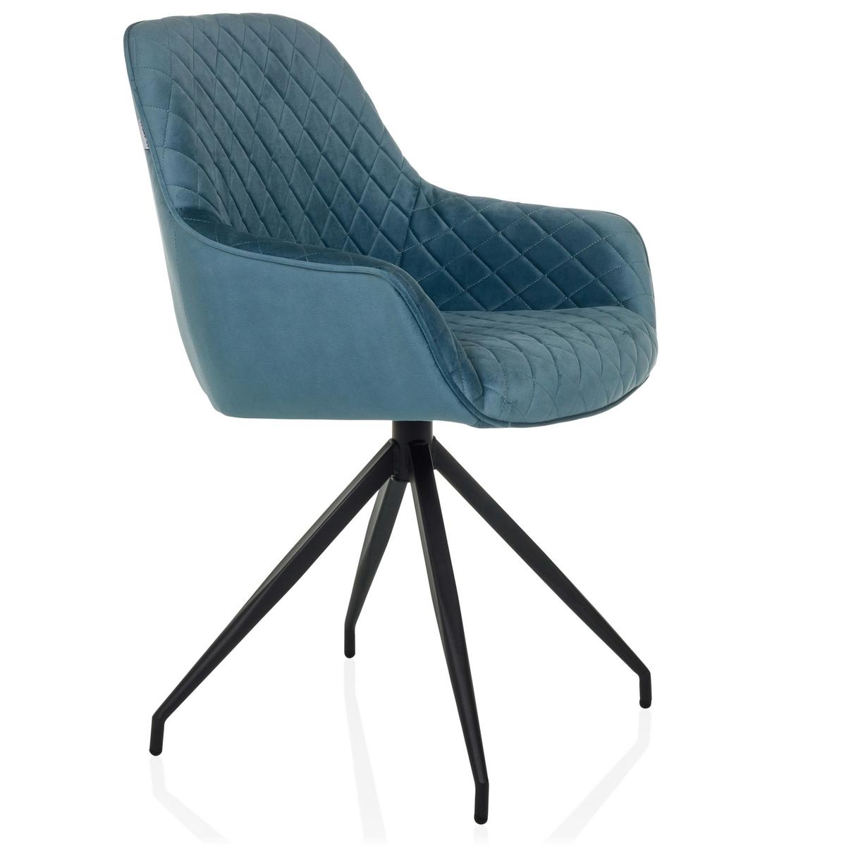 Armlehnstuhl Elverum Blaugrau B: 58 Cm - Blaugrau/Schwarz, MODERN, Textil/Metall (58/87/57cm) - MID.YOU