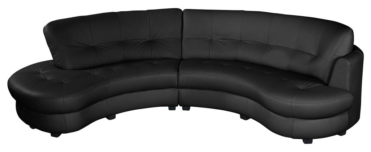 Ecksofa Bretania Schwarz S: 113x300 cm - Schwarz, Design, Leder/Textil (113/300cm) - Livetastic