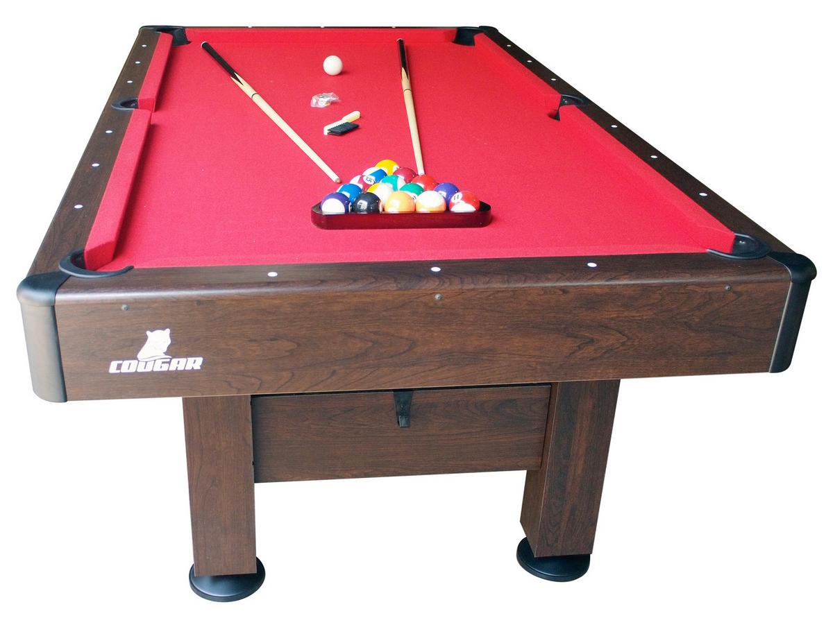 Billardtisch Saphir L: 125 cm Braun/Rot verstellbare Füße - Rot/Braun, Basics, Holz/Kunststoff (125/79/225cm) - Ambia Garden