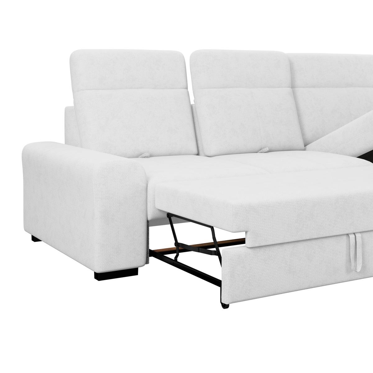 Ecksofa mit Bettfunktion Malaga new Chenille silber - Silberfarben/Schwarz, KONVENTIONELL, Textil (286/203cm) - Ondega