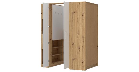 Eckschrank Begehbar mit Regal 120cm Box, Eiche Dekor/Weiß - Eichefarben/Weiß, MODERN, Holzwerkstoff (120/205/150cm) - Ondega