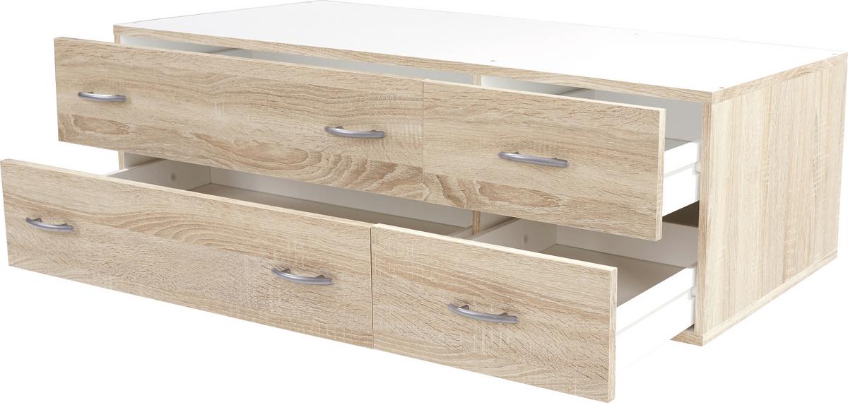 ZÁSUVKA BASE 3 - Sonoma dub/barvy hliníku, Konvenční, kompozitní dřevo/plast (120/33/52cm)