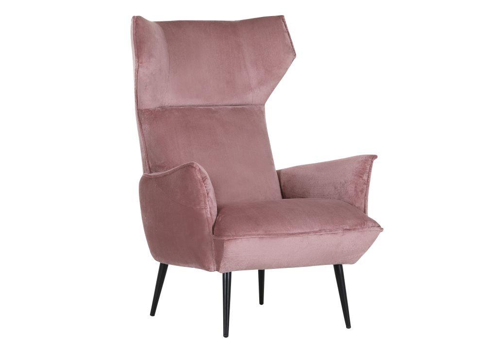 Ohrensessel Lorris - Schwarz/Rosa, KONVENTIONELL, Textil (83/110/92cm) - MID.YOU