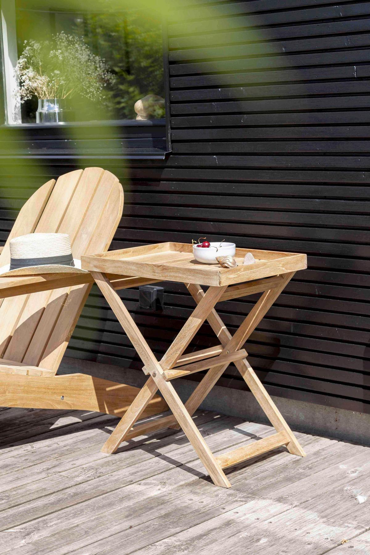 Gartentisch klappbar Tray Table Teakholz L 60 cm - Teakfarben, KONVENTIONELL, Holz (60/40/65cm) - MID.YOU