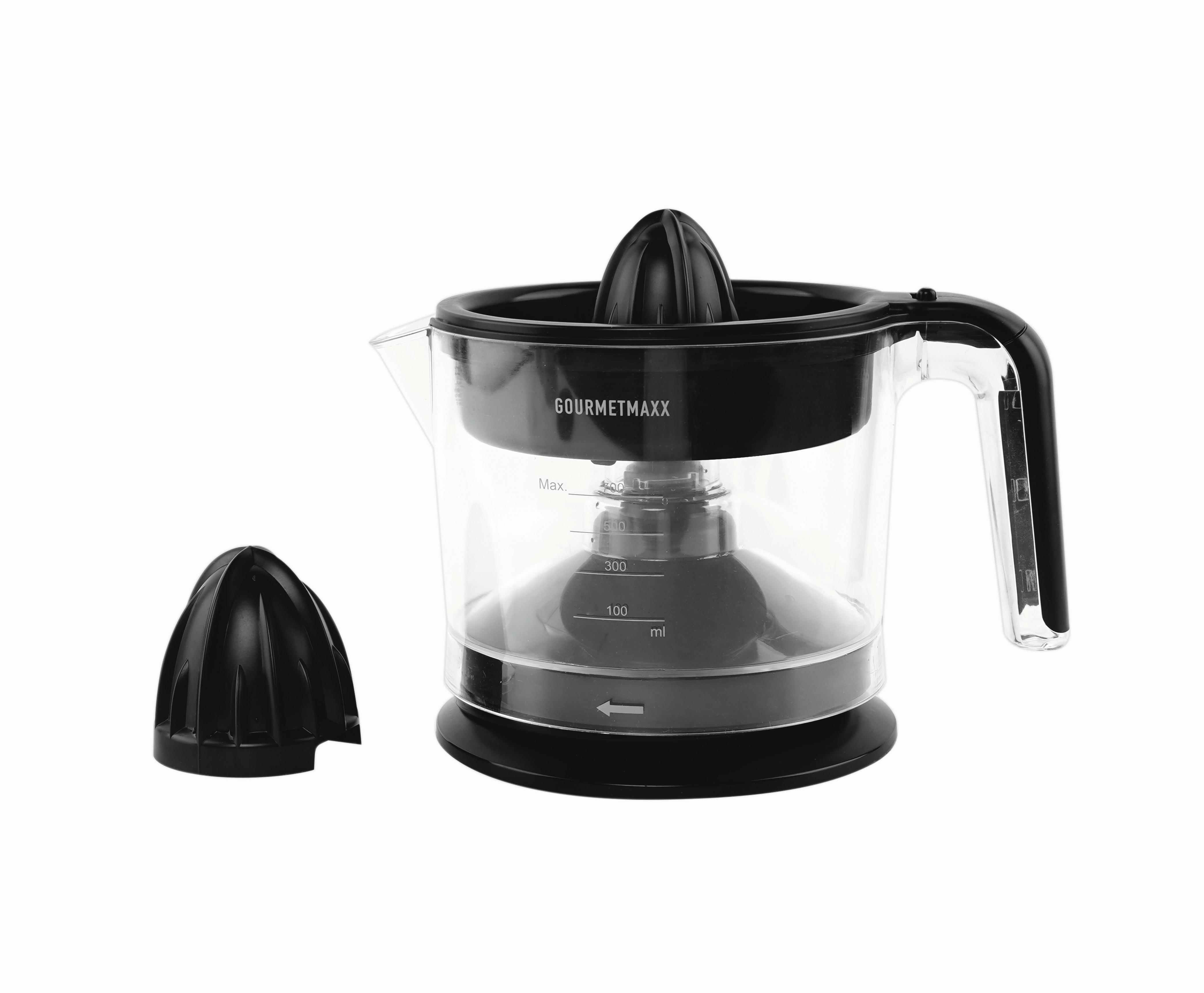 ZITRONENPRESSE 25W, 0,7 Liter - Transparent/Schwarz, Basics, Kunststoff (16/23,5/19,5cm) - GOURMETMAXX