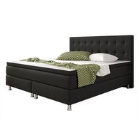 Boxspringbett Mit Topper Kingsize 180x210 Köln - Silberfarben/Schwarz, KONVENTIONELL, Textil (180/115/210cm) - MID.YOU