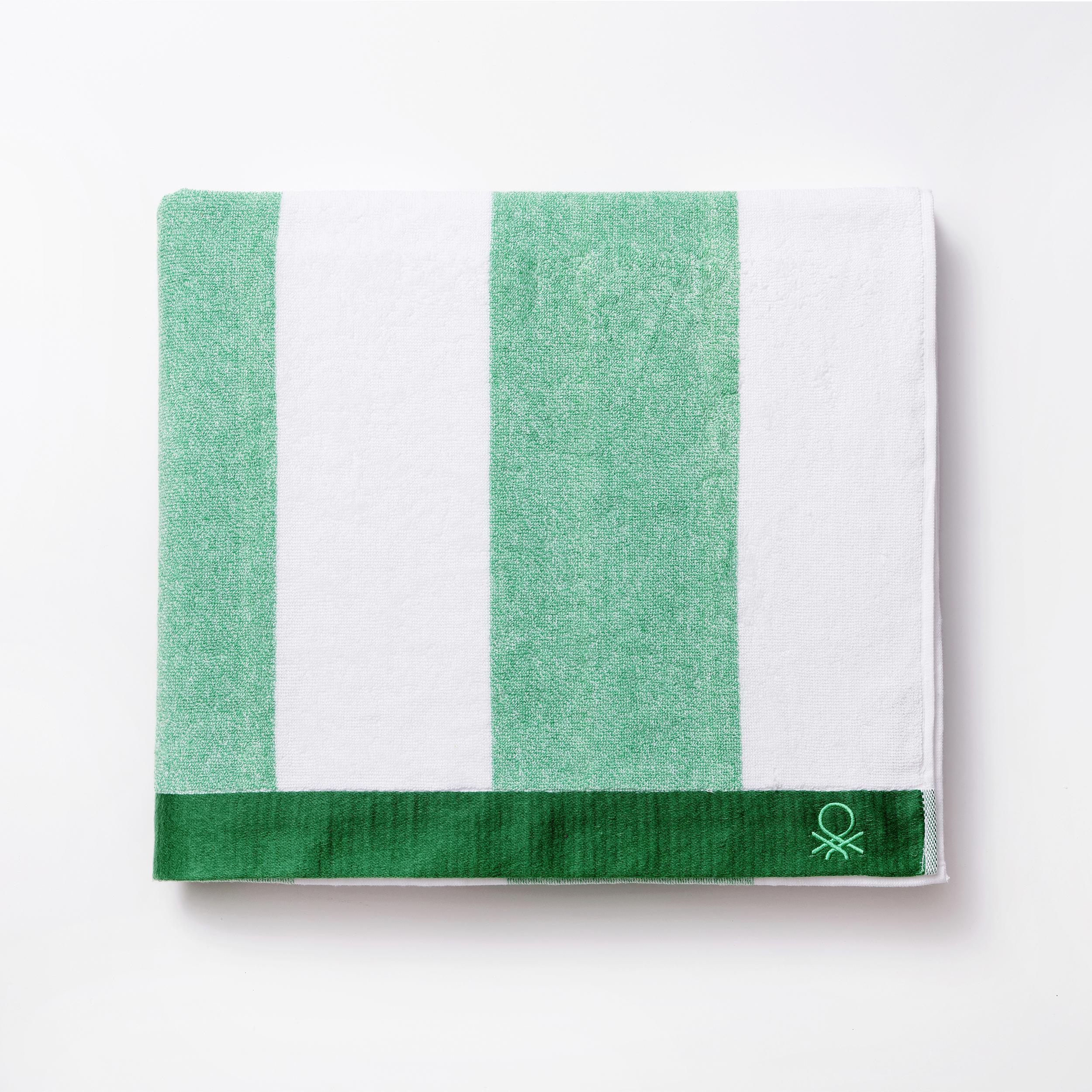 Strandtuch Baumwolle Grün/ Weiss 90x160 cm - Weiß/Grün, Basics, Textil (45/35/4cm) - Benetton