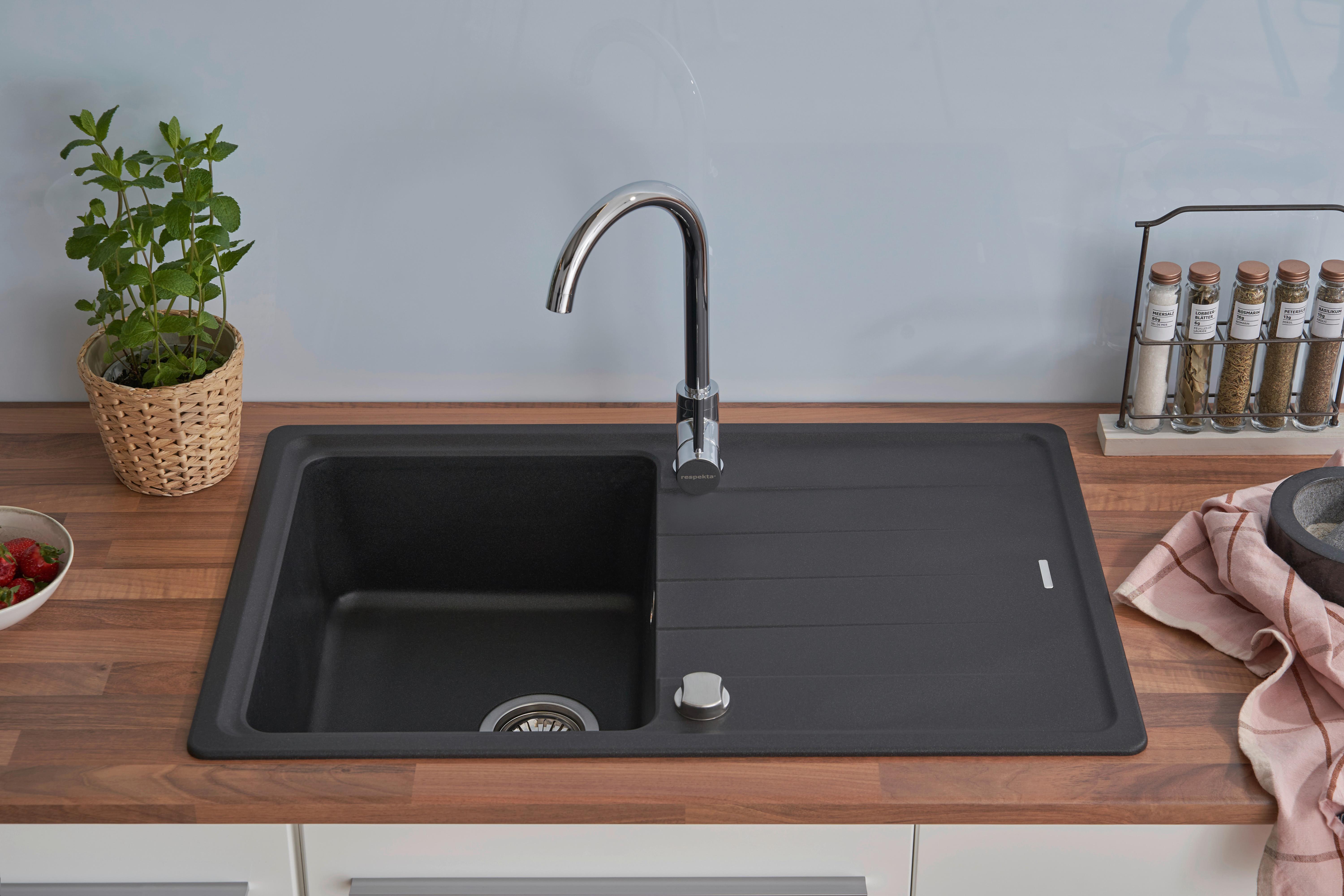 Spüle Respekta Stein Bxt: 78x50 cm - Schwarz, Trend, Stein (78/18,5/50cm) - Respekta