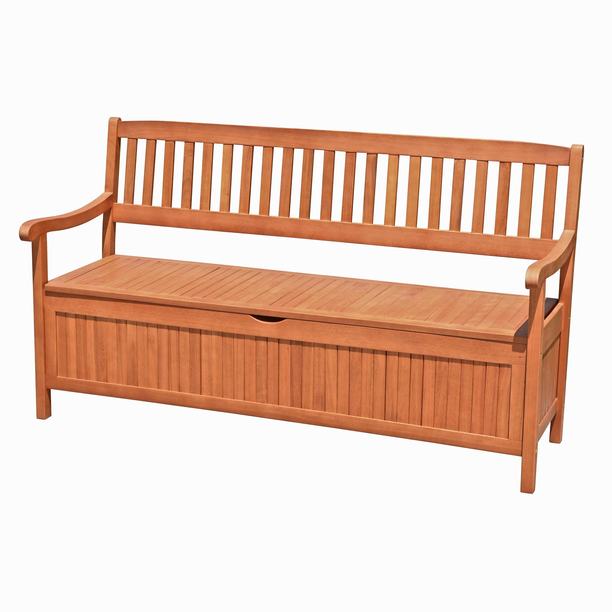 Gartenbank Eukalyptusholz 3-Sitzer Houston mit Truhe - Eukalyptusholzfarben, Basics, Holz (157/90/59cm) - Gardenson