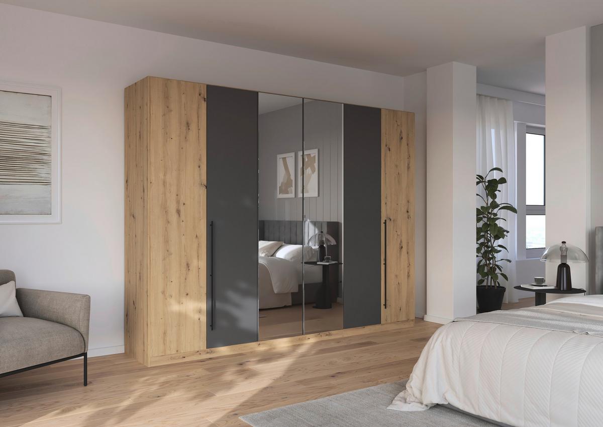 Kleiderschrank Safari B: 271 cm - Eiche Artisan/Grau, KONVENTIONELL, Holzwerkstoff (271/229/54cm)