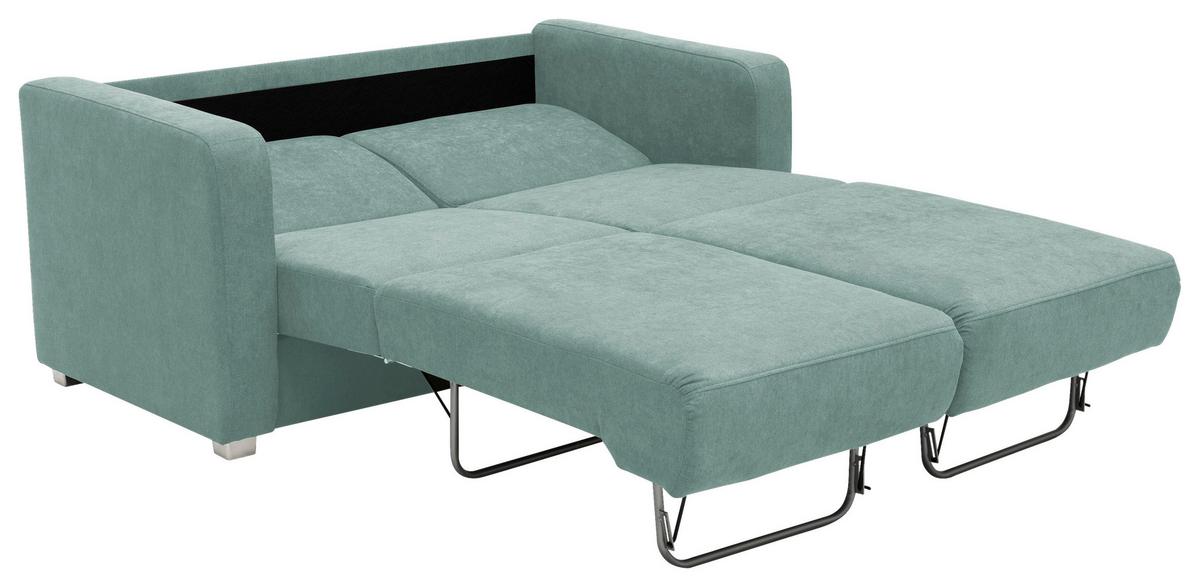 2-Sitzer-Sofa mit Schlaffunktion Mia Hellgrün - Chromfarben/Mintgrün, Basics, Textil (159/88/87cm) - Livetastic