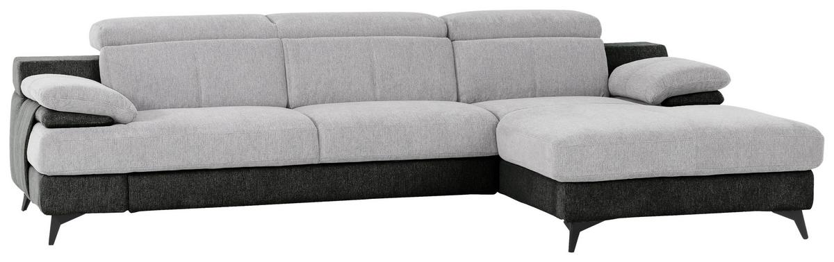 Ecksofa Titus Graphit-/silberfarben - Silberfarben/Schwarz, Design, Textil (291/80-98/178cm) - Livetastic