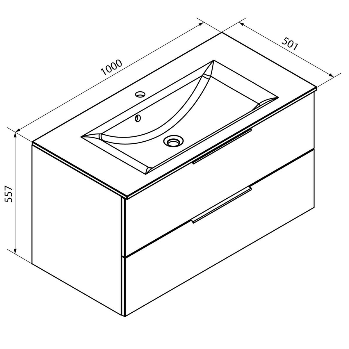 Waschtischkombi B.Brilliant Anthrazit/Eichefarben B: 100cm - Eichefarben/Anthrazit, Basics, Glas/Holzwerkstoff (100/55,7/50,1cm) - MID.YOU