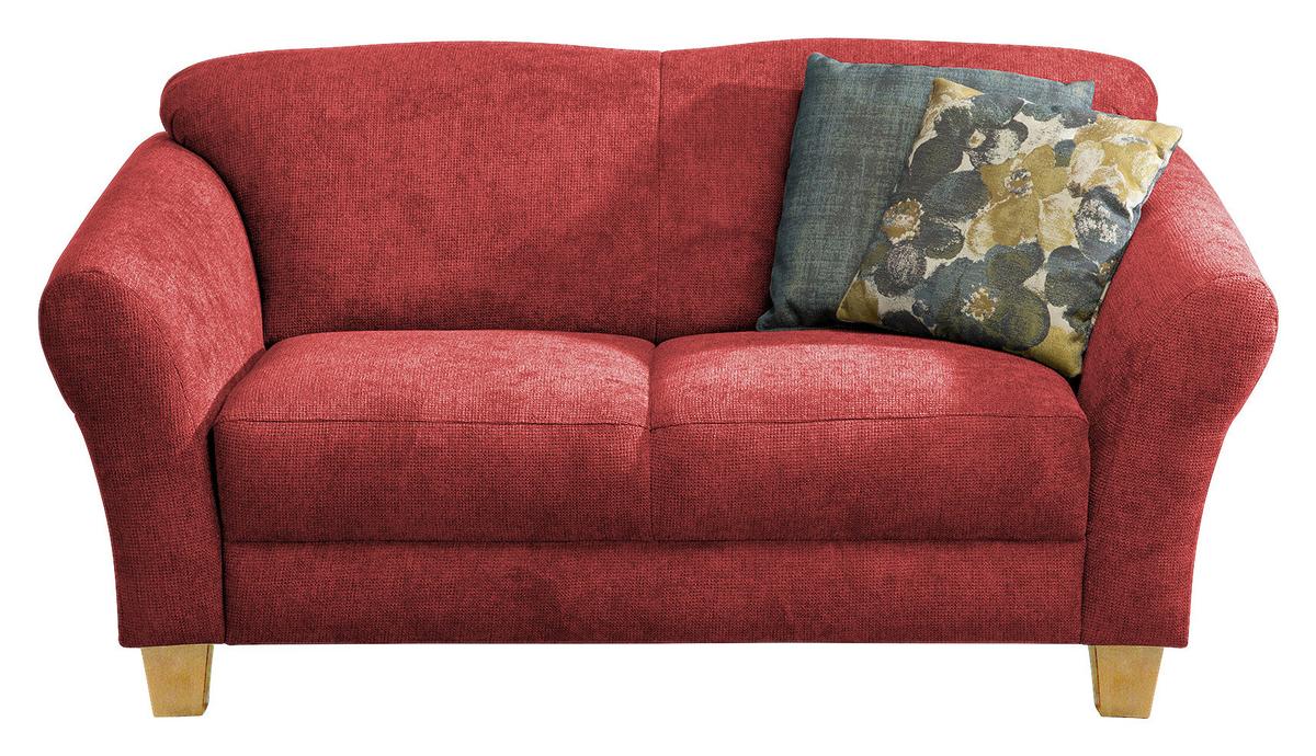 2-Sitzer Sofa Gotland rot Rücken echt, 163x84x89 cm - Rot/Naturfarben, KONVENTIONELL, Textil (163/84/89cm) - Sit & More