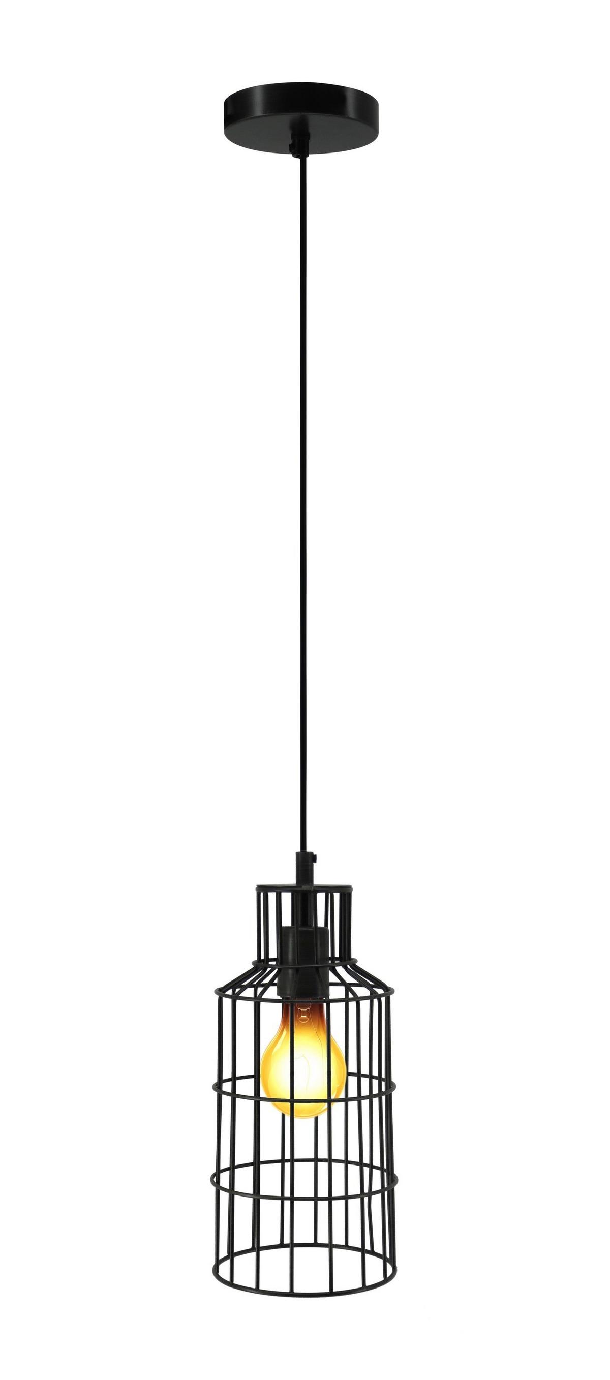 Hängeleuchte Adhara Schwarz - Schwarz, Trend, Metall (15/15/34cm) - Kayoom