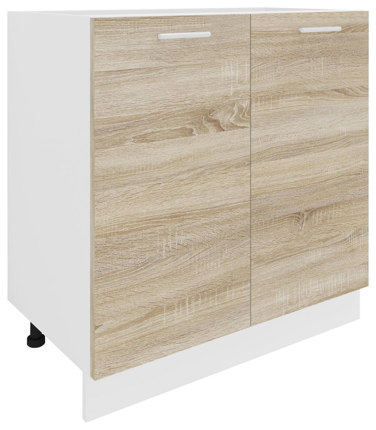 Küchenunterschrank Esilo B: 80 cm Weiß/Eiche Dekor - Weiß/Sonoma Eiche, KONVENTIONELL, Holzwerkstoff (80/82/46cm) - MID.YOU