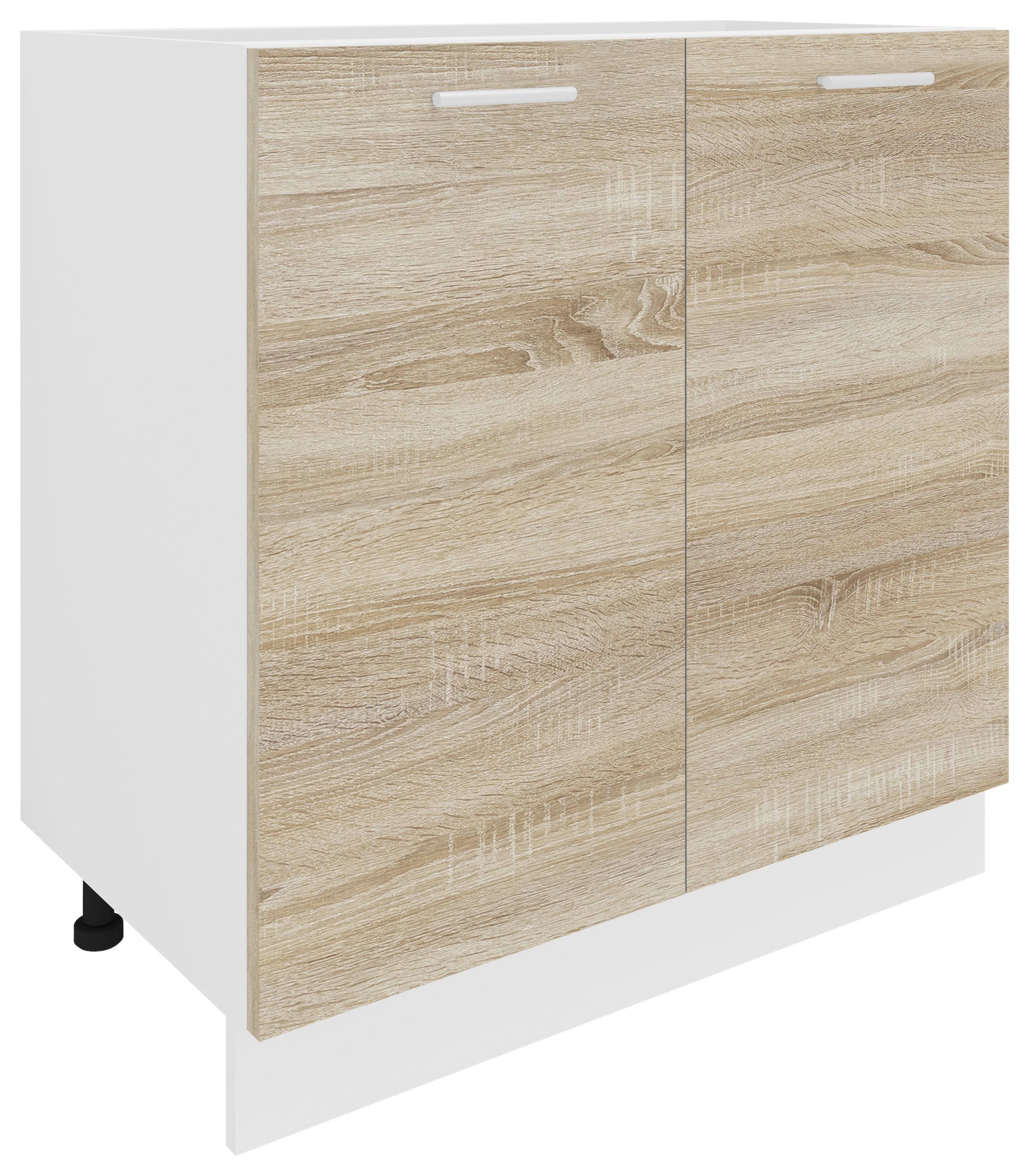 Küchenunterschrank Esilo B: 80 cm Weiß/Eiche Dekor