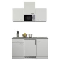 Miniküche mit Mikrowelle + Kühlschrank 150 cm Weiß/Grau - Hellgrau/Weiß, MODERN, Holzwerkstoff (150cm) - FlexWell