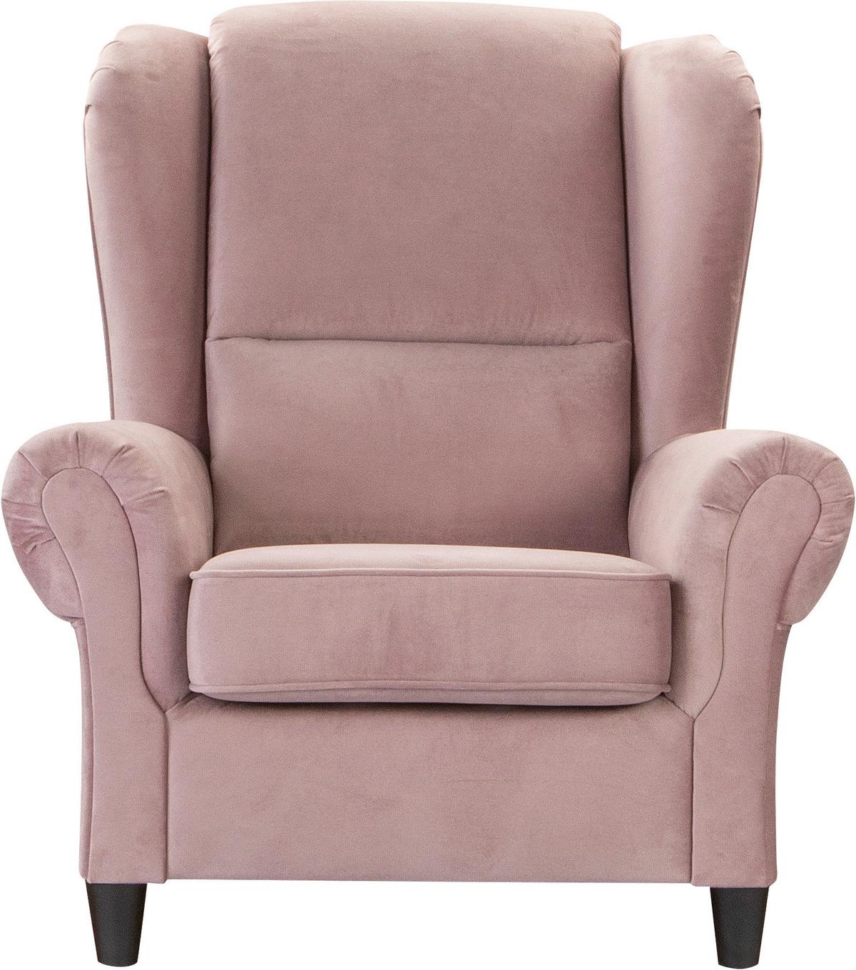 Ohrensessel Baron Rosa B: 94 cm - Schwarz/Rosa, Design, Textil (94/112/92cm) - MID.YOU