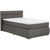 Boxspringbett mit Topper 120x200 cm Gala Anthrazit - Chromfarben/Anthrazit, Basics, Textil (120/200cm)