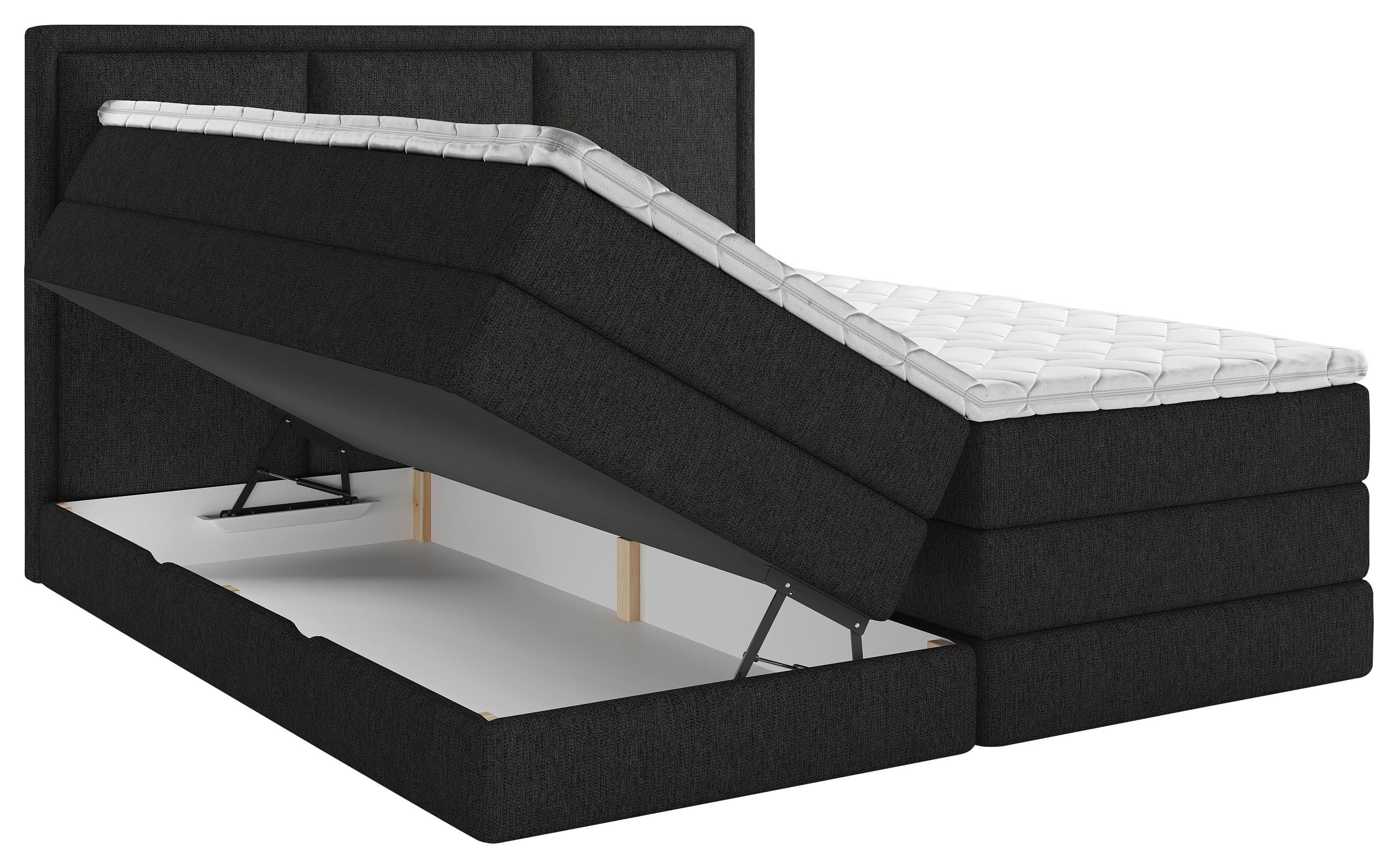 Boxspringbett mit Topper 200x200 cm Swing II K - Schwarz, Design, Holzwerkstoff/Textil (200/200cm) - MID.YOU