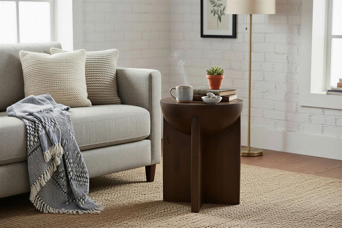 Beistelltisch Braun B: 40 cm - Braun, Design, Holz (40/40/50cm) - MID.YOU