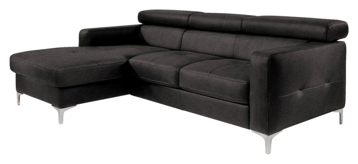 Ecksofa Mit Schlaffunktion Sammy Anthrazit - Chromfarben/Anthrazit, Design, Textil (169/226cm) - Livetastic